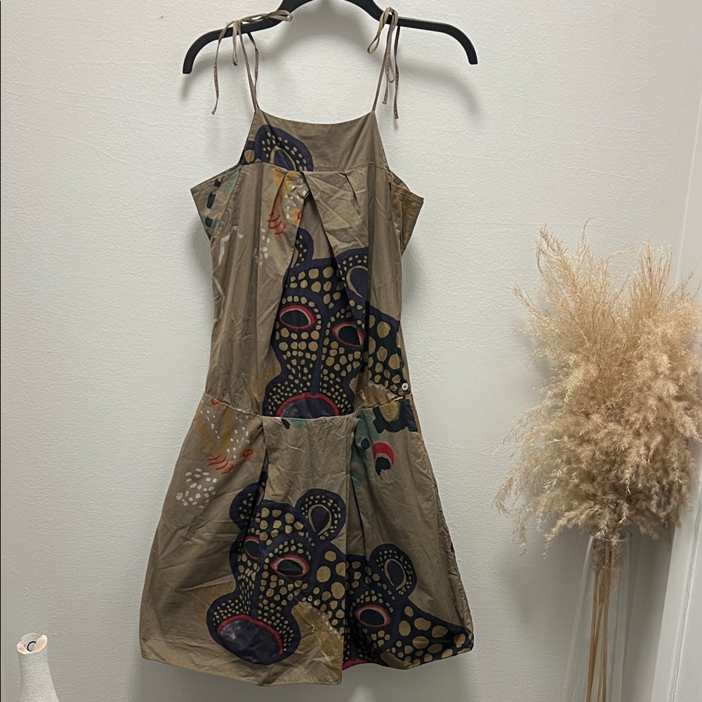 Kenzo Tan and Black Artistic Maxi Dress Sz 38 EU or M-8 in US